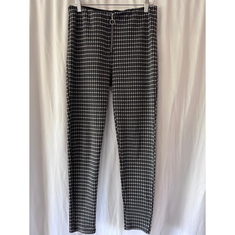 Iris Black & White Checkered Stretch Pants - Size Medium